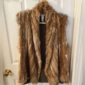NWT White & Warren Fur Front Wool Vest Sz Lg